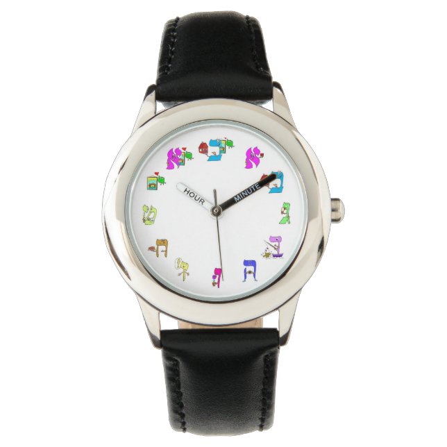 Montre regarder avec un pari d'alef hébreu (devant)