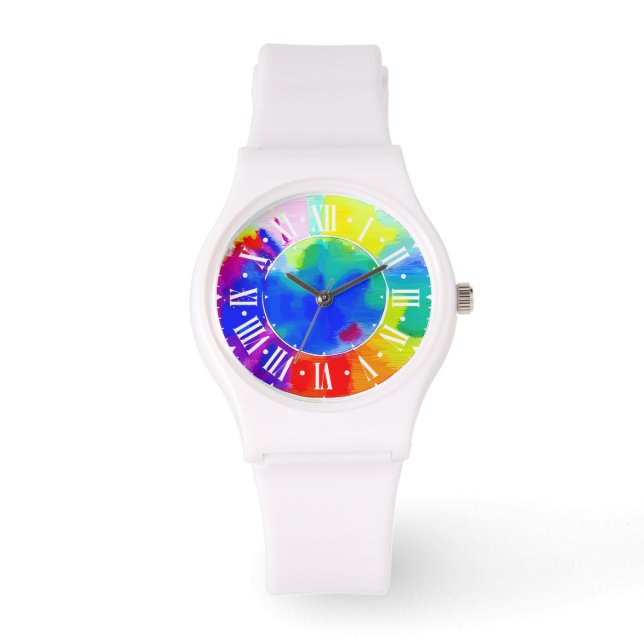 Montre Regarder l'aquarelle abstraite colorée (Recto)