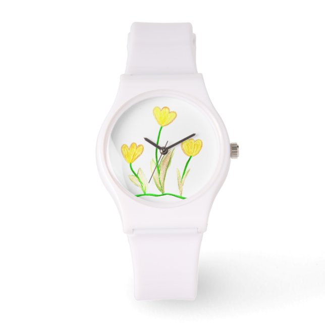 Montre Regarder l'art de la tulipe jaune (Recto)