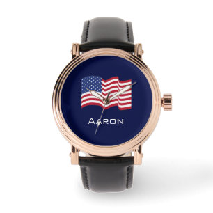 Montre Regarder le drapeau américain personnalisé
