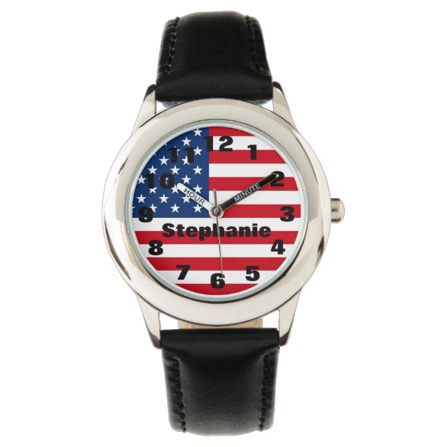 Montre Regarder le drapeau américain personnalisé de l'en (devant)