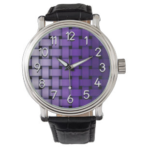 Montre Regarder le tissu pourpre avec bracelet en cuir Vi