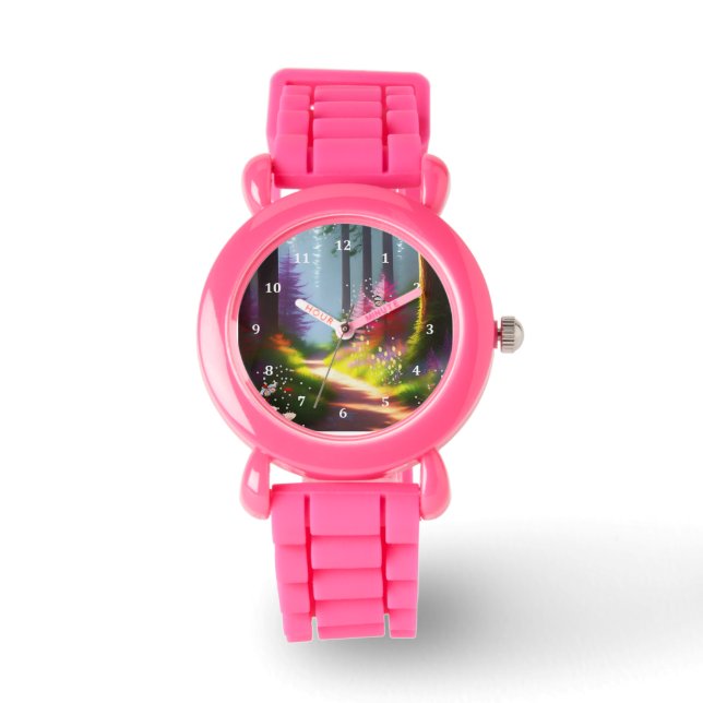 Montre Regarder les enfants avec la forêt A1 & Fleurs en  (Recto)