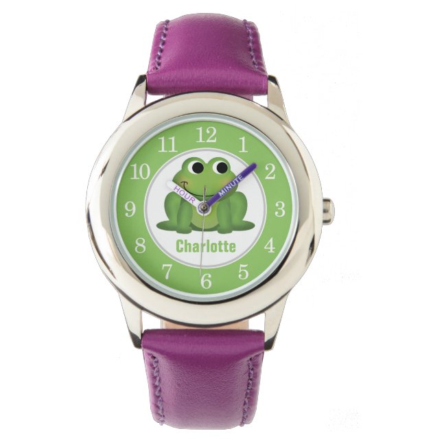 Montre Regarder les enfants de grenouille verte mignonne  (devant)