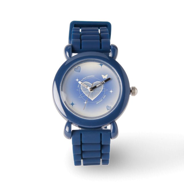 Montre Regarder les enfants du coeur bleu - Design agréab (Recto)