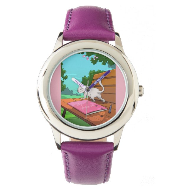 Montre Regarder les enfants personnalisés - Chat sur le b (devant)