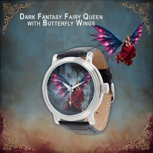 Montre Reine des fées de fantasy sombre avec des ailes de