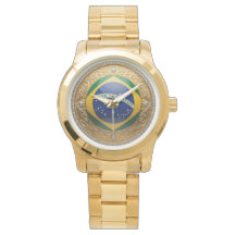Relógio Brazil Royal Emblem - Luxury Gold & Diamon