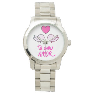 Montre relógio feminino pássaros românticos