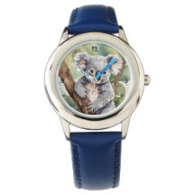 Reloj Adorable con Koala Bebé en Estilo Acuarela