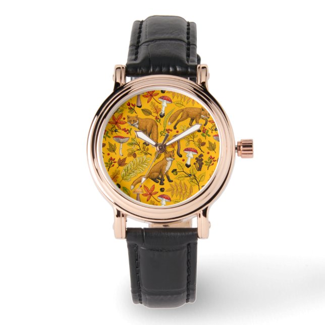 Montre Renard d'automne sur orange (Recto)