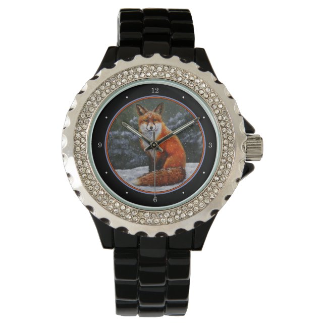 Montre Renard rouge mignon en neige hivernale (devant)