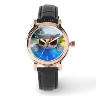 Montre Reposez-vous dans la piscine sur le matelas gonfla