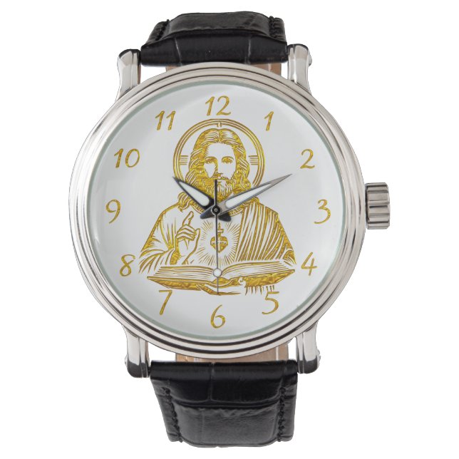 Montre Représentation dorée de Jésus tenant un livre (devant)