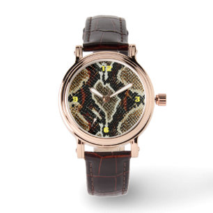 Montre reptile sauvage motif coloré python empreinte