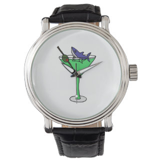 Montre Requin amusant en verre Martini vert