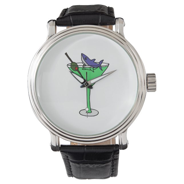Montre Requin amusant en verre Martini vert (devant)