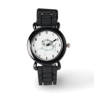 Montre requin aquarelle souriant gris vert océan animal