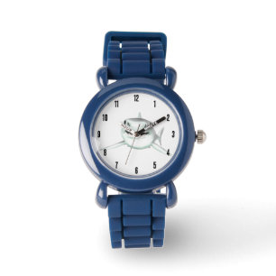 Montre requin d'aquarelle souriant gris vert vert animal