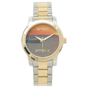 Montre Retraite Bateau de pêche Gold/Silver Nom poignet