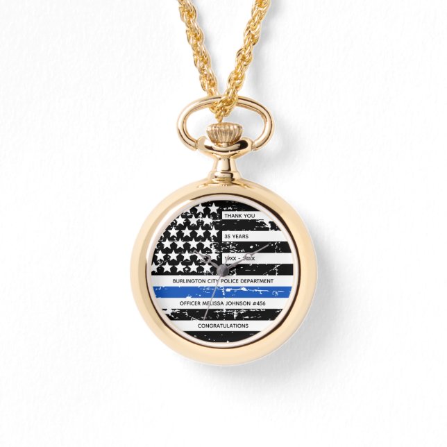 Montre Retraite De La Police Mince Ligne Bleue Années De  (Recto)