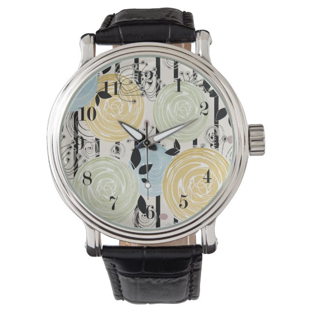 Montre Rétro, abstract flowers (devant)
