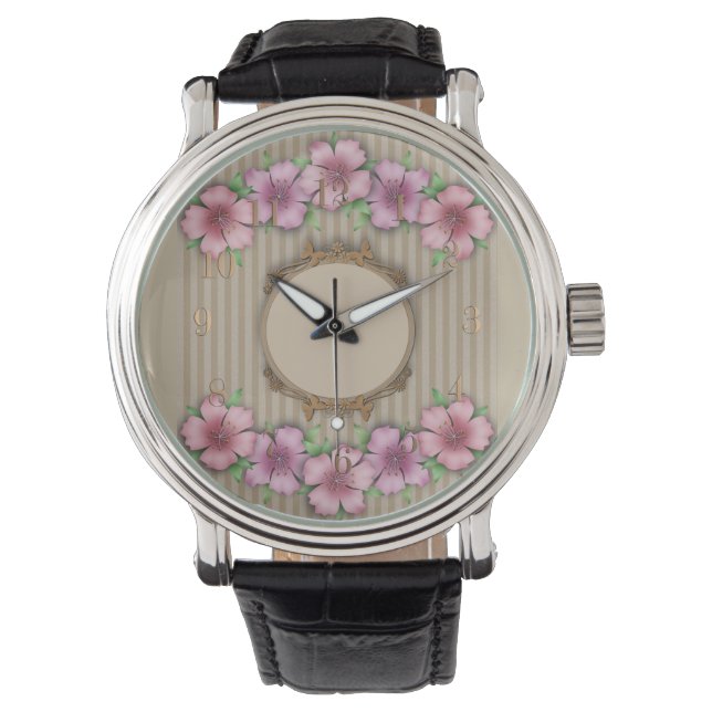 Montre Retro, motif floral (devant)