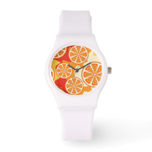 Montre Rétro motif orange d'agrume