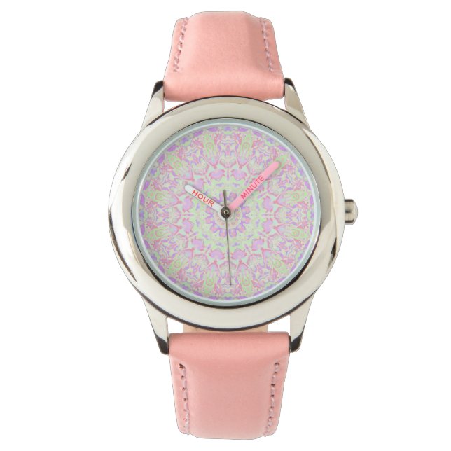 Montre Retro Quirky Eclectique Boho Hippie Pastel Mandala (devant)