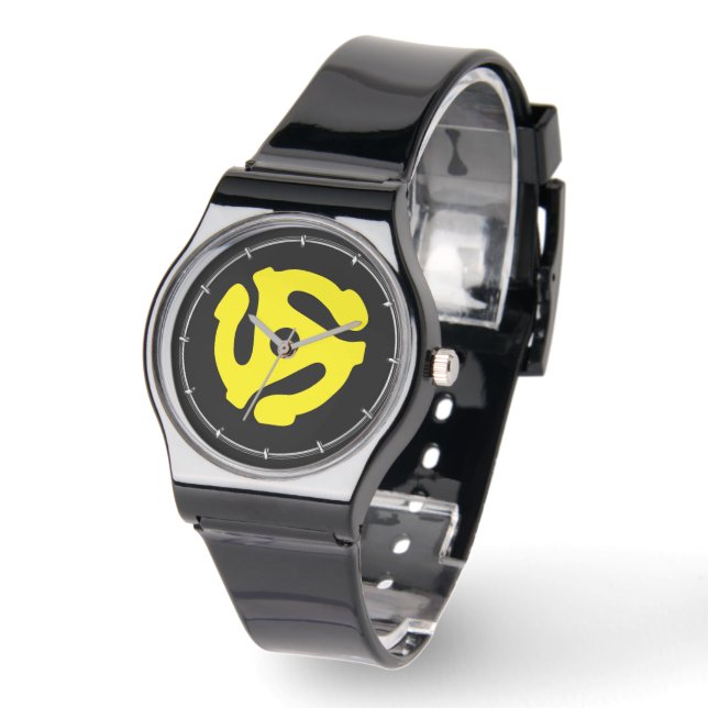 Montre Rétro Vintage Yellow 45 Spacer DJ (Angle)
