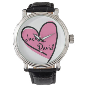 Montre Retro Watch de l'amoureux du coeur rose