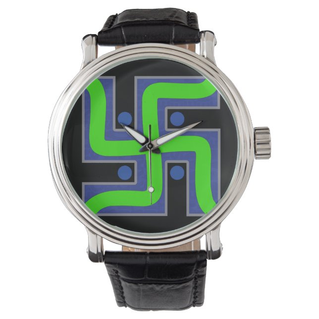 Montre REUNIONES Esvastica Dagaz reloj Hindu buena suerte (devant)