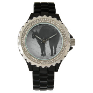 Montre Rhinestone de chats noirs femmes Black Wrist Watch