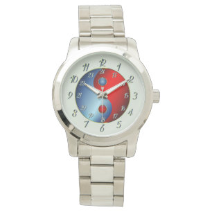 Montre Rhinestone vert énergétique Yin Yang