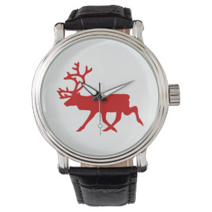 Montre Rindeer rouge / Silhouette caribou