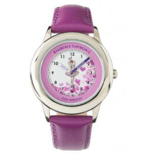 Montre Robe rose Ballerina sur les coeurs Arrière - plan 