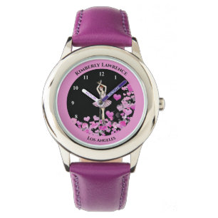 Montre Robe rose Ballerina sur les coeurs Arrière - plan 
