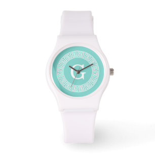 Montre Robin Oeuf Wht Grille Grecque Cadre Rnd Initial Mo