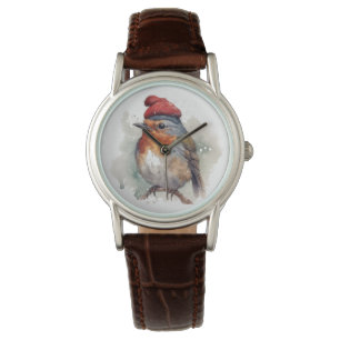 Montre Robin rouge de Noël, personnalisable