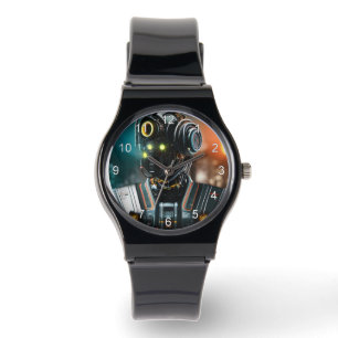 Montre Robot 3 avec bracelet en silicone noir et c
