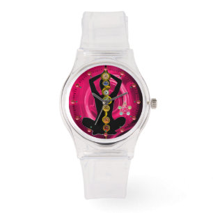 Montre RODE D'ASCLEPIUS 7 CHAKRAS, YOGA LOTUS POSE rose