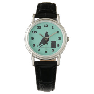Montre Rodéo Thématique Cowgirl Barrel Racine Silhouette