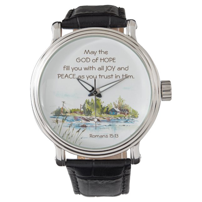 Montre Romains 15:13 Dieu de l'Espoir Bible chrétienne Ve (devant)