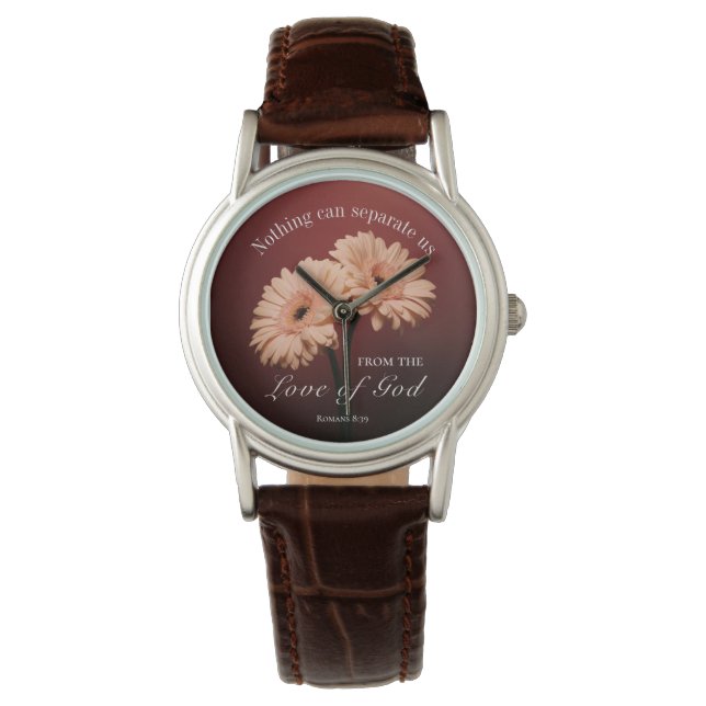 Montre Romains 8 39 Amour de Dieu Bible Verse Rose Brown (devant)