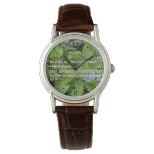 Montre Romains transformés 12:2 Bible chrétienne Floral