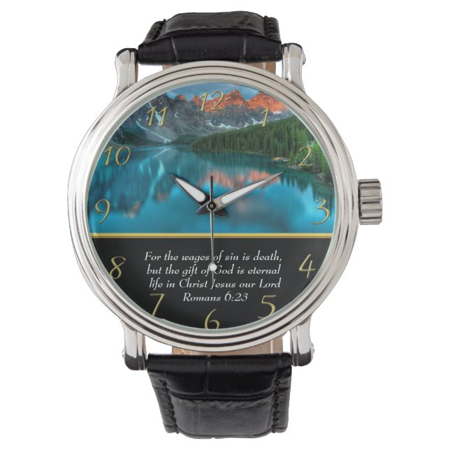 Montre Romans 6:23 moutain lac or (devant)