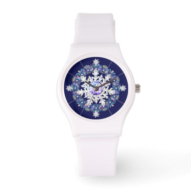 Montre Rosace bleue et flocon de neige (Recto)