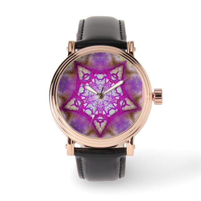 MONTRE ROSE ABSTRAITE PURPLE FUCHSIA STAR (Recto)