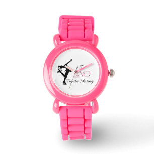 Montre rose aime patinage artistique de courroie