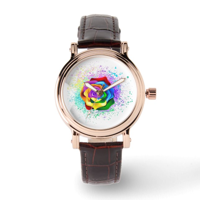 Montre Rose arc-en-ciel coloré (Recto)
